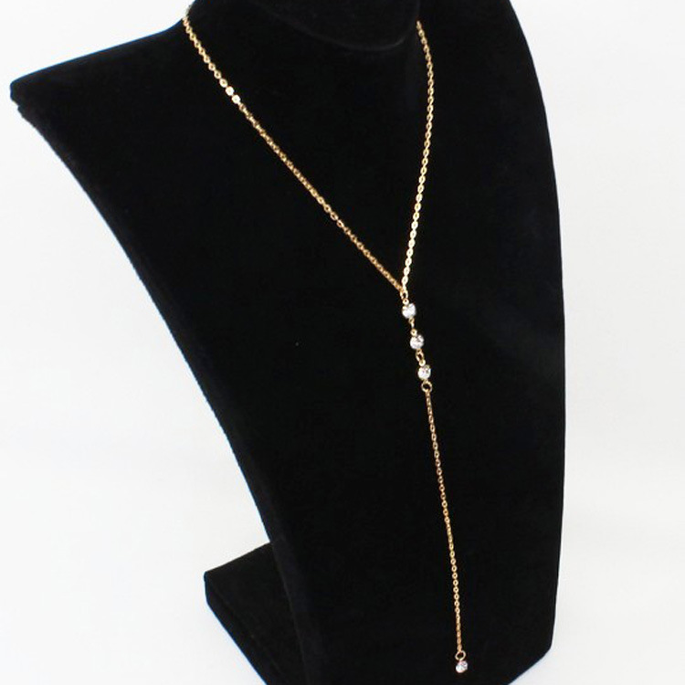Sleek Minimalist With Rhinesto - Body Jewelry Necklace review and price