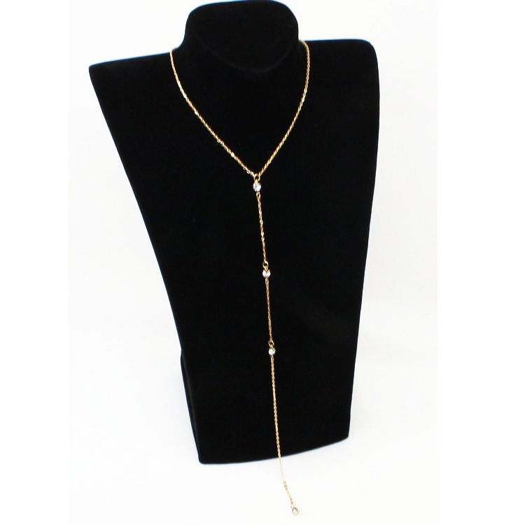 Sleek Minimalist With Rhinesto - Body Jewelry Necklace review and price