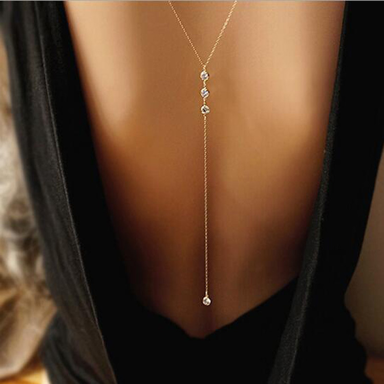 Sleek Minimalist With Rhinesto - Body Jewelry Necklace review and price