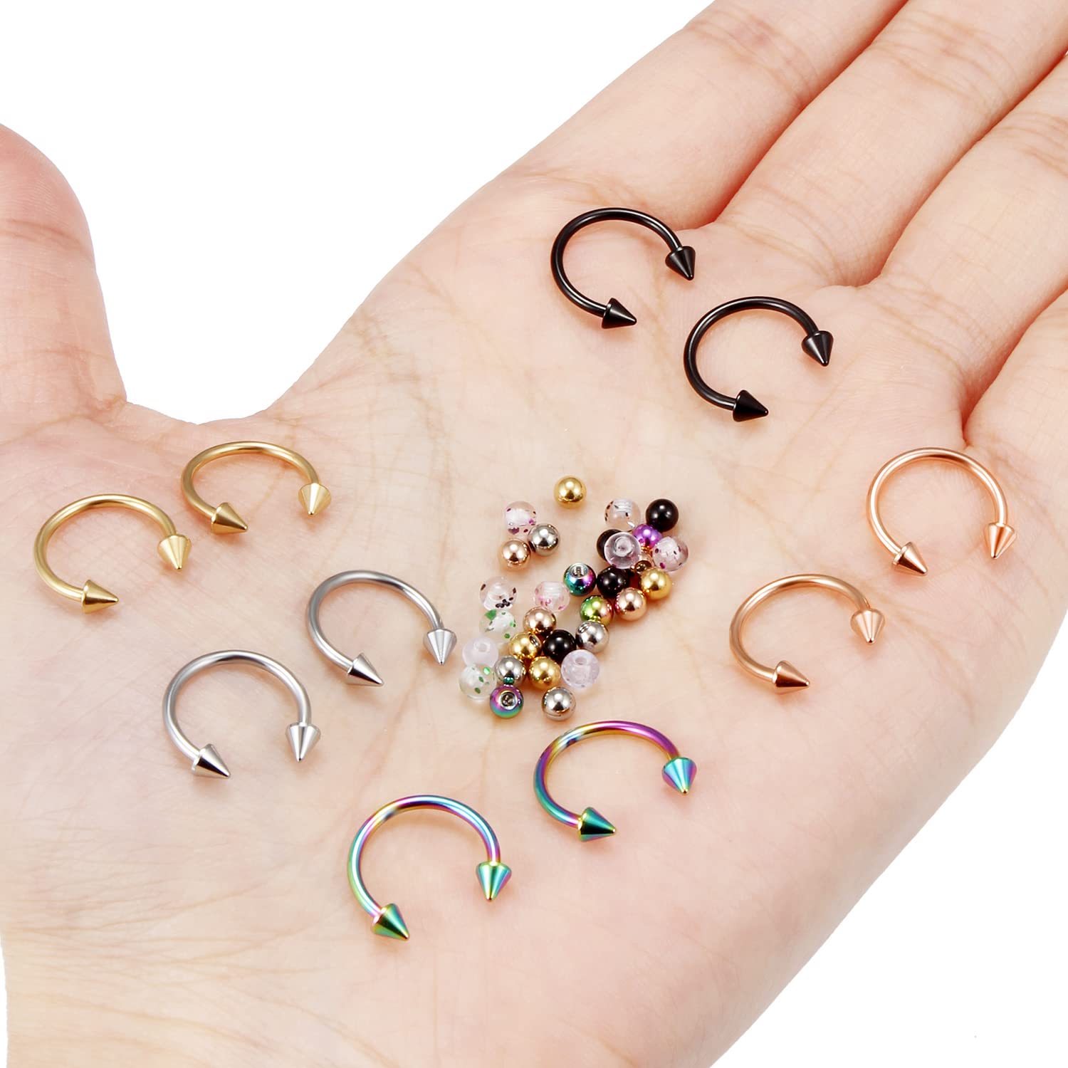 10Pcs Horseshoe Rings 30Pcs Re - Body Jewelry Replacement Ball review and price